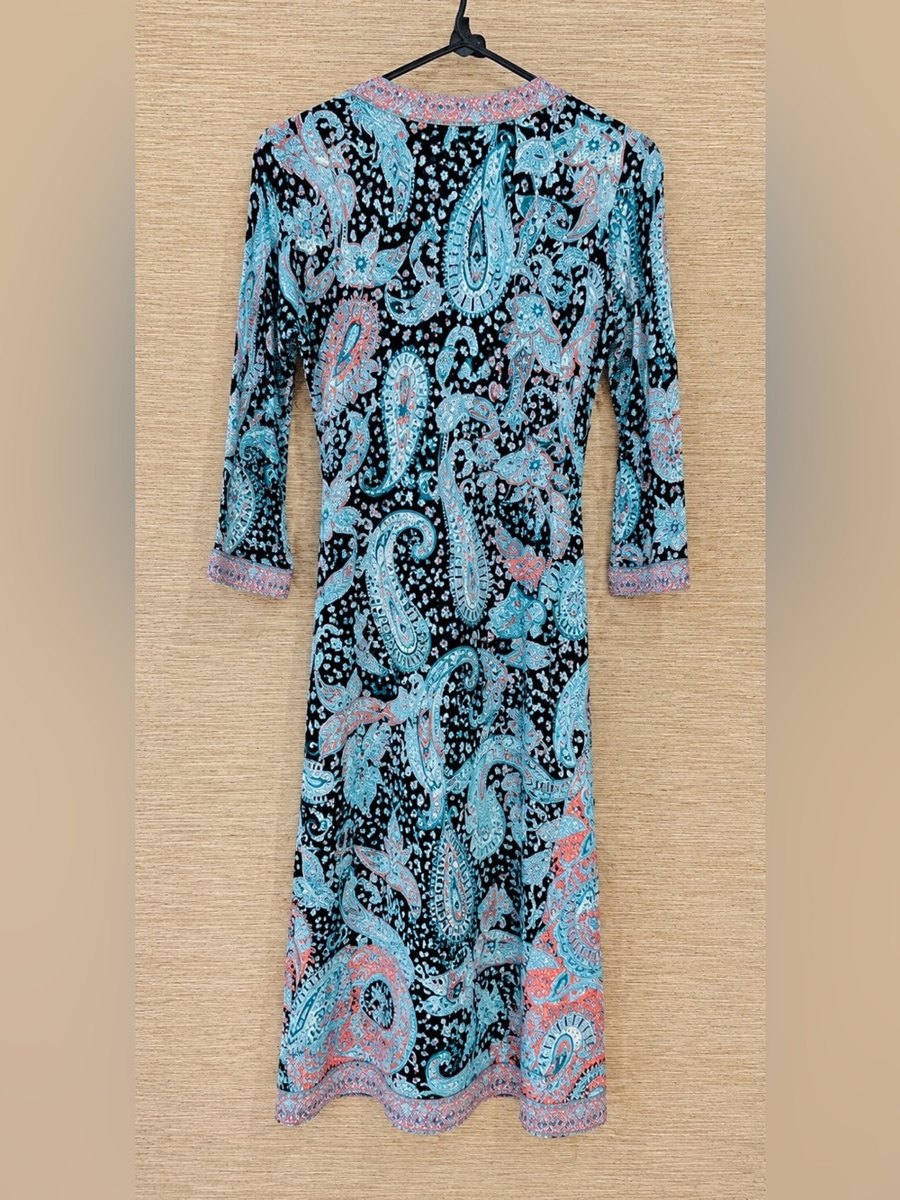 BCBG MaxAzria Adele 3/4 Sleeve Wrap Dress Paisley Boho Western Resort Career, M - Picture 4 of 16